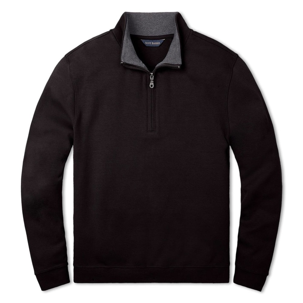 Scott Barber Pima Cotton Zip-Mock Sweatshirt Black Men’s Size Large NWOT